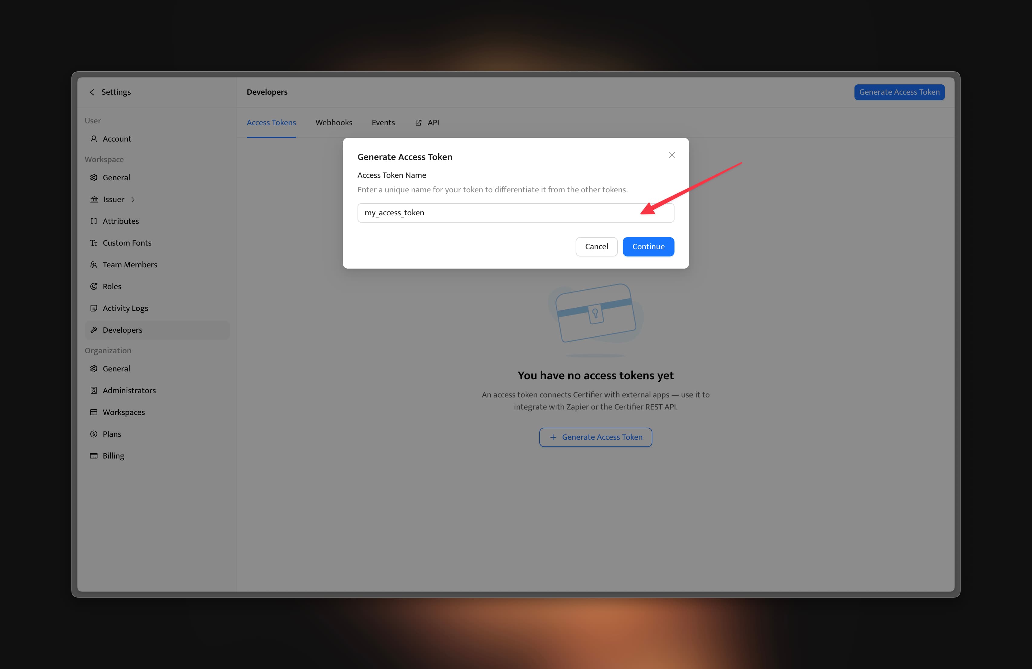 Certifier Generate Access Token