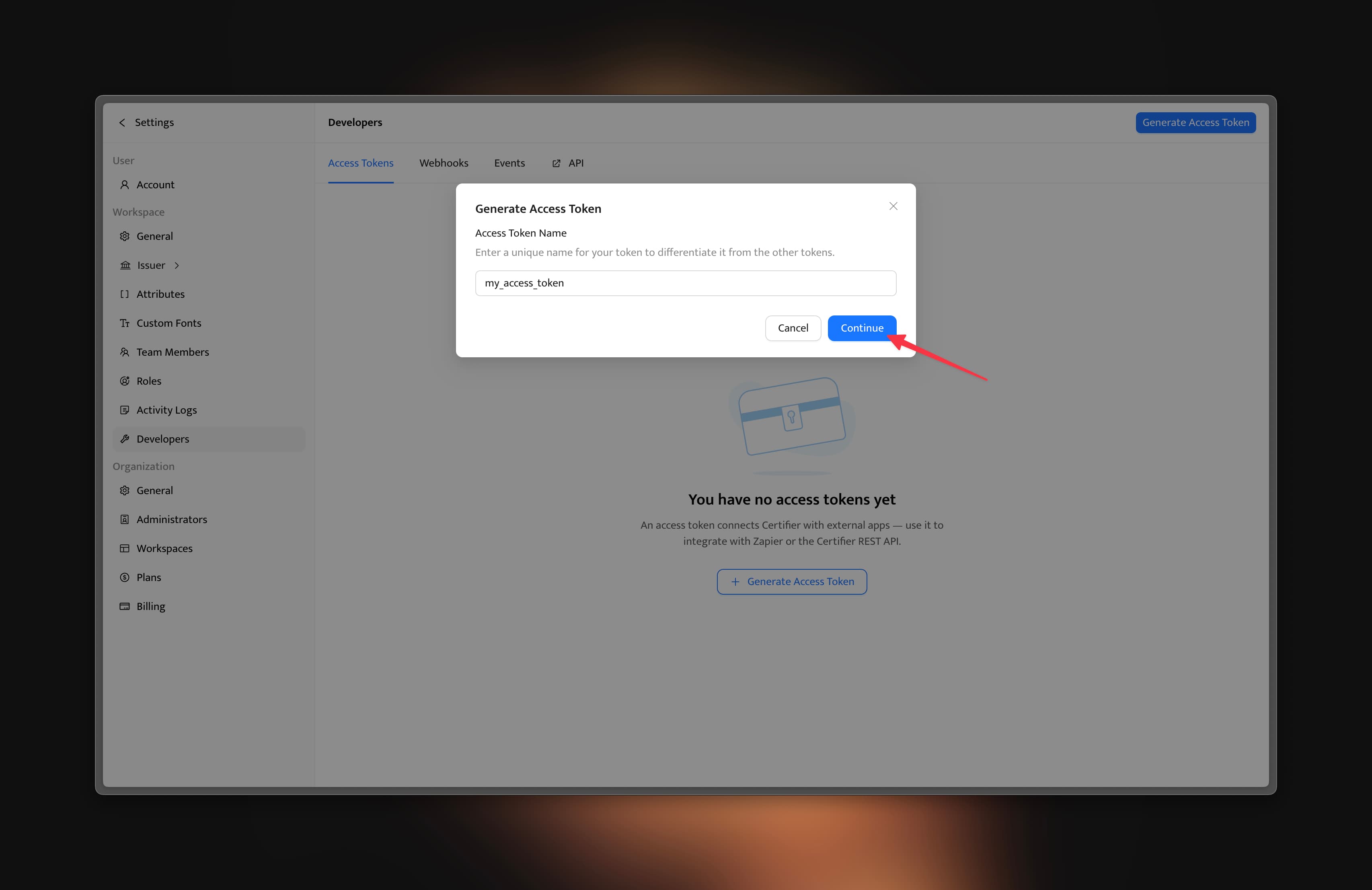Certifier Generate Access Token